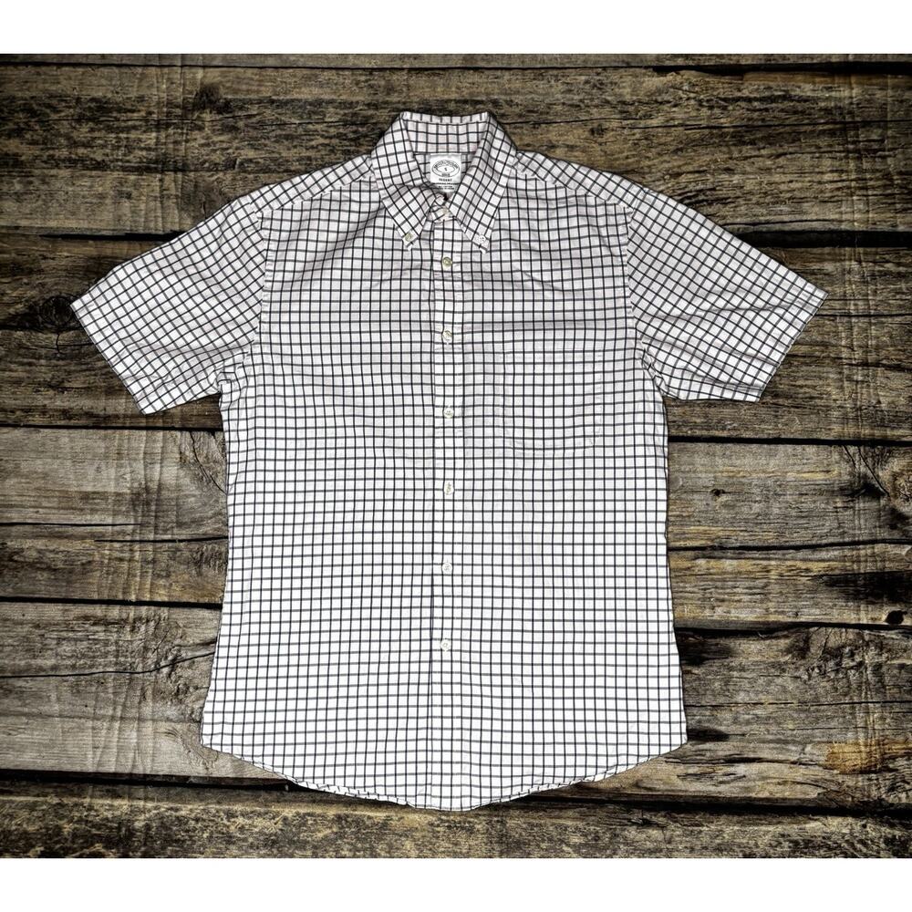 Brooks Brothers Button Up Regent 1818 Shirt Mens Size Small Pink Blue Plaid